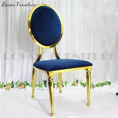 덮개를 씌운 금 둥근 뒤 금속 결혼식 사건 의자